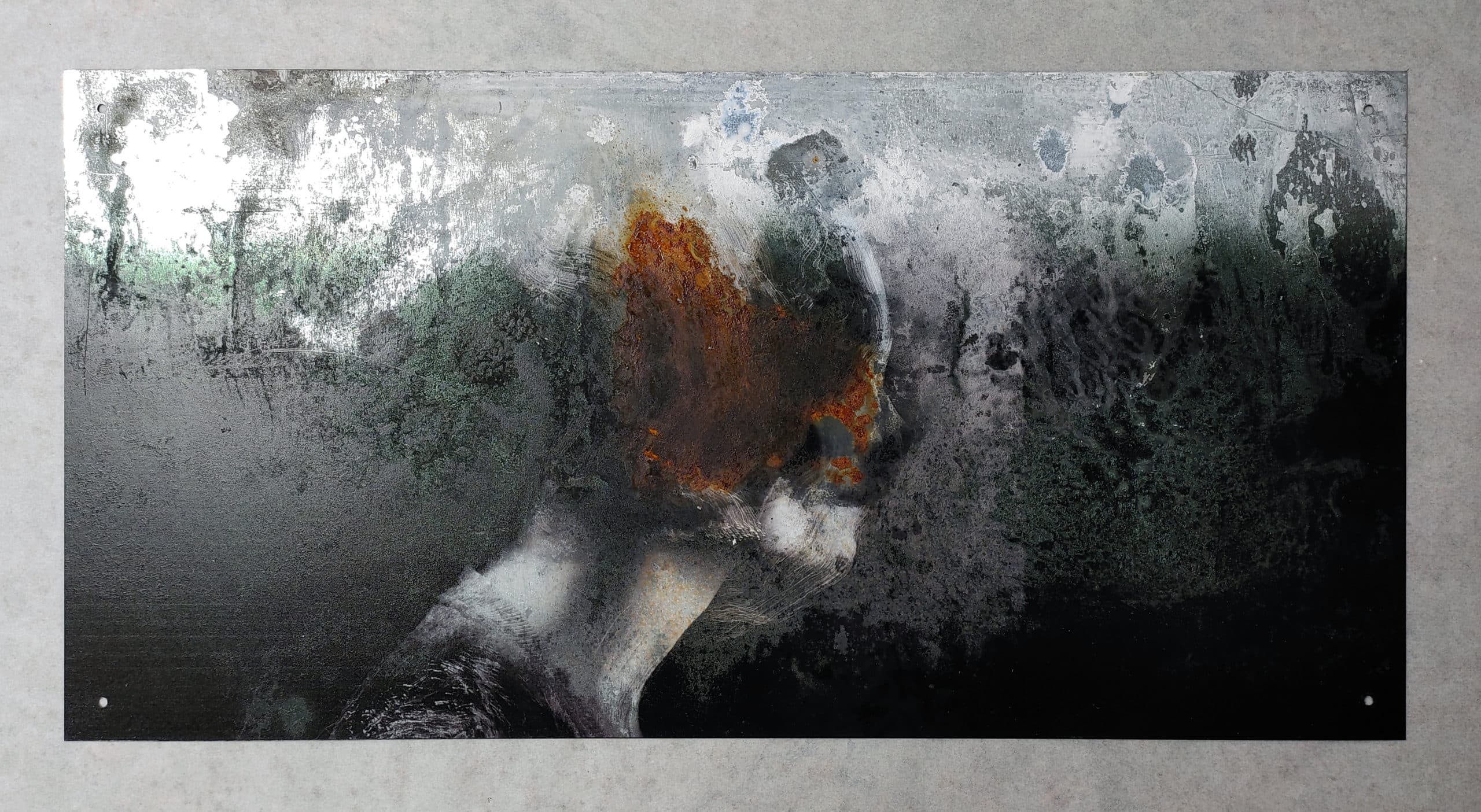 UV-Druck auf verrostetes Metall — Kunstserie Ionenwanderung von Bert Silzner