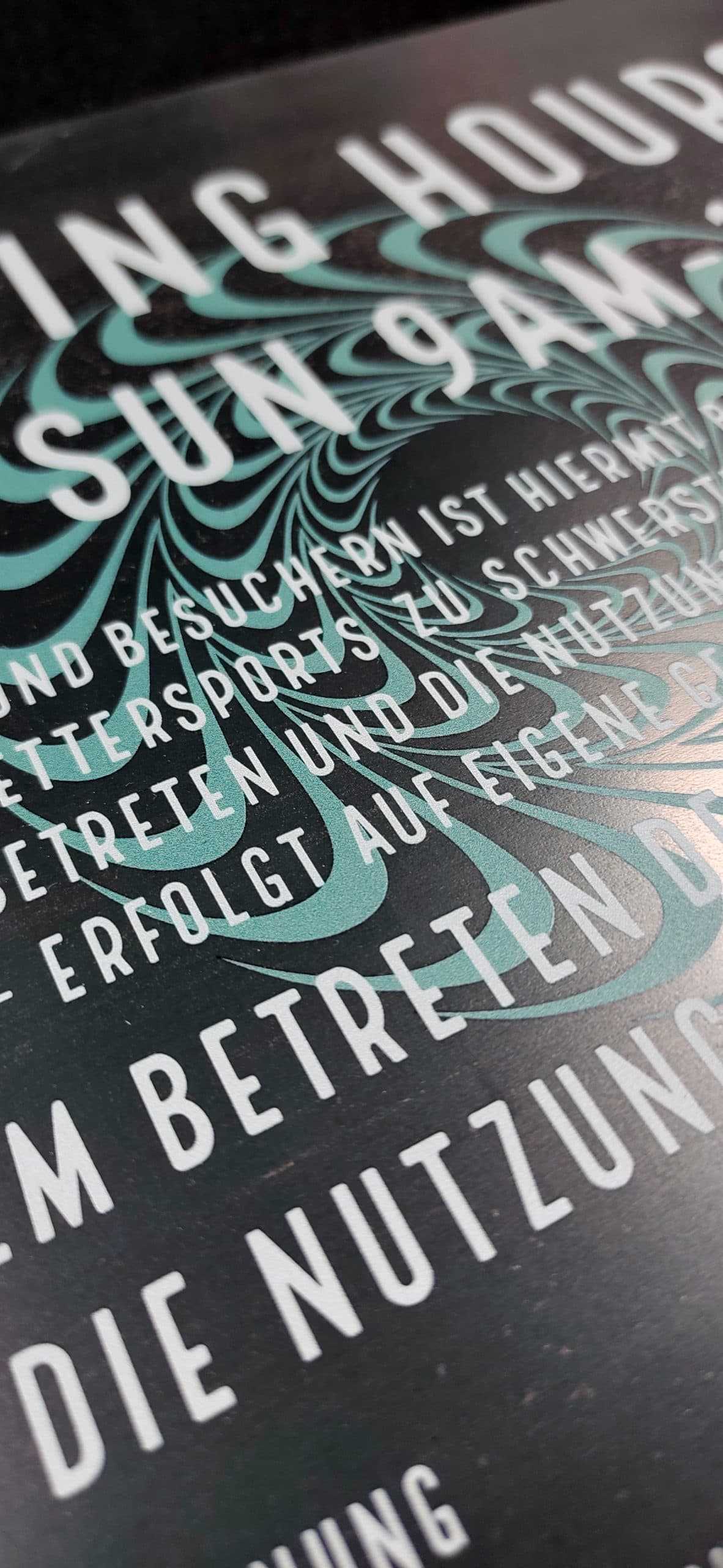 Printed metal signage for Der Kegel bouldering gym, Berlin