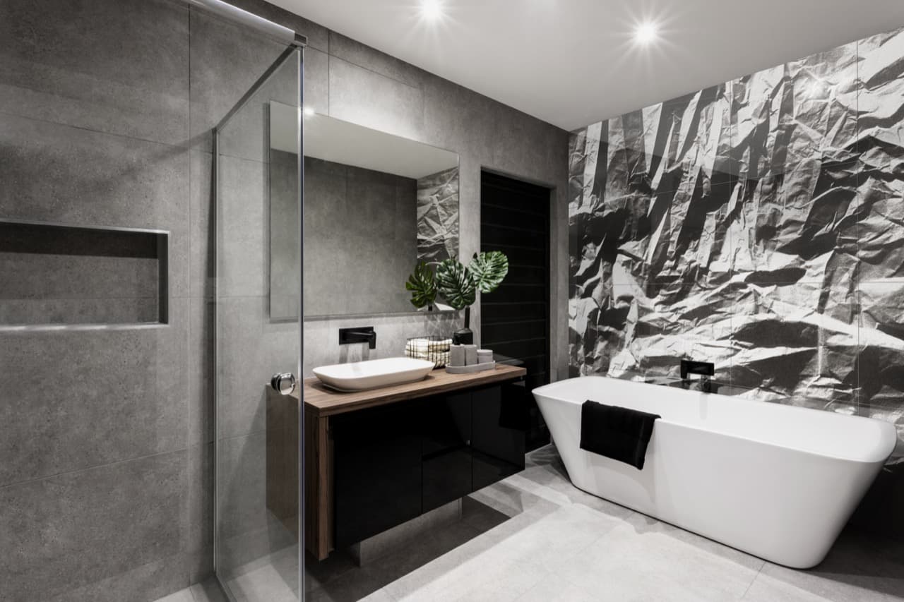 UV-printed glass bathroom tiles — ornament control design partnership Glastrix Berlin