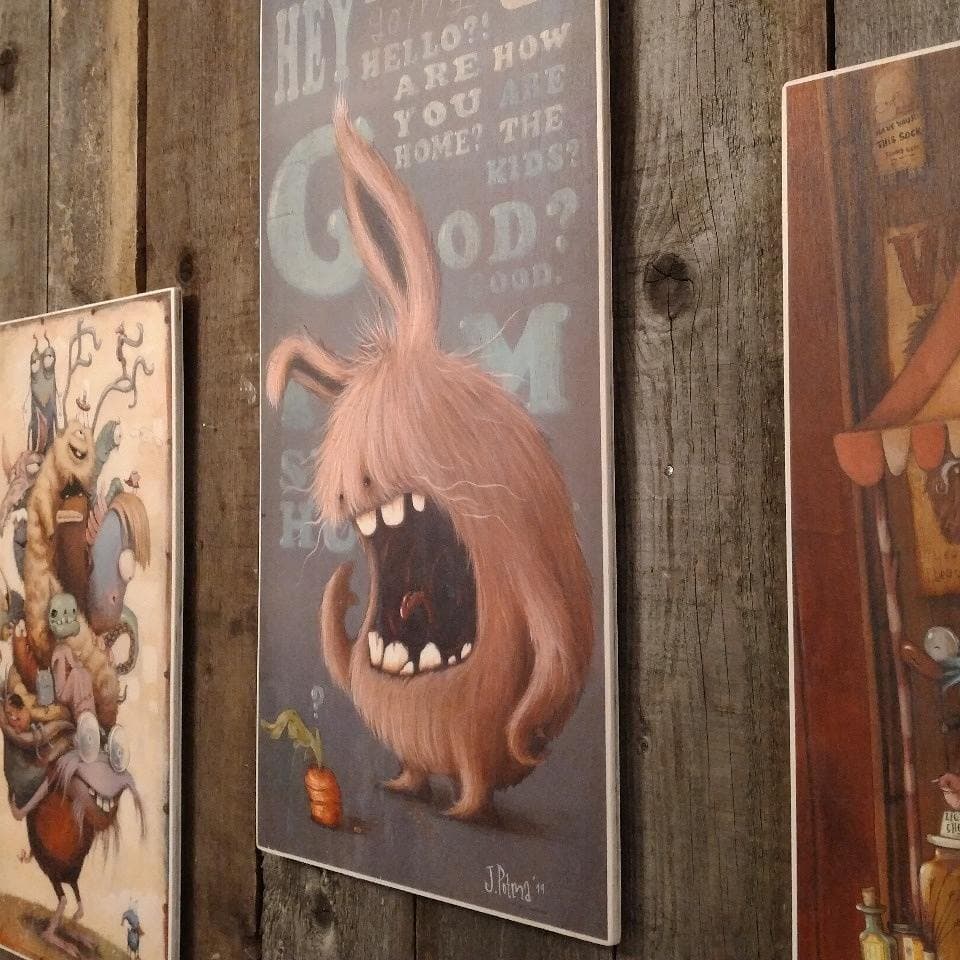 Fine art prints on poplar wood for Zozoville Gallery Berlin β natural wood grain visible through the print