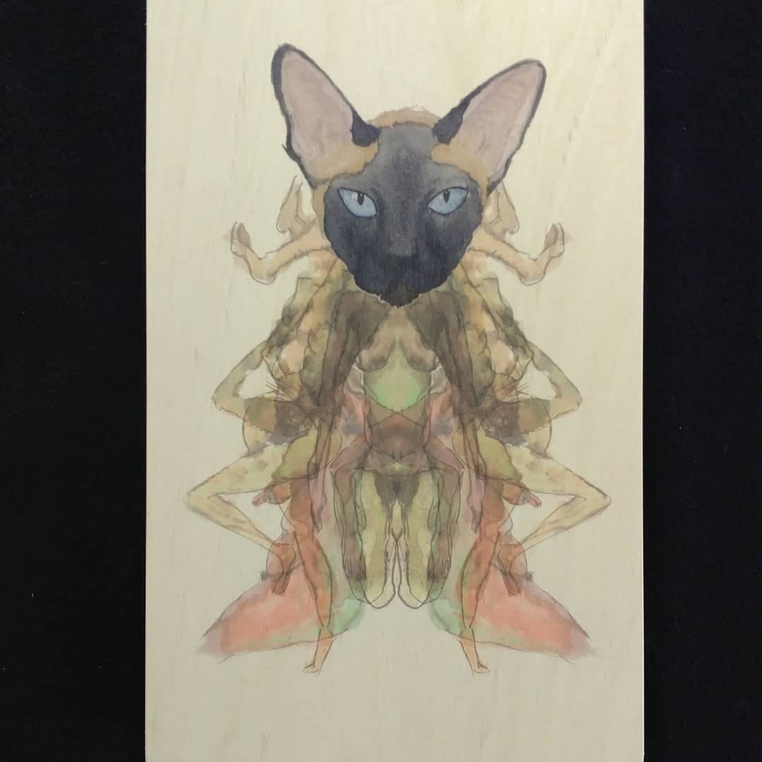 Watercolor artwork by Cris Vives printed on wood panel β original grain visible beneath the image